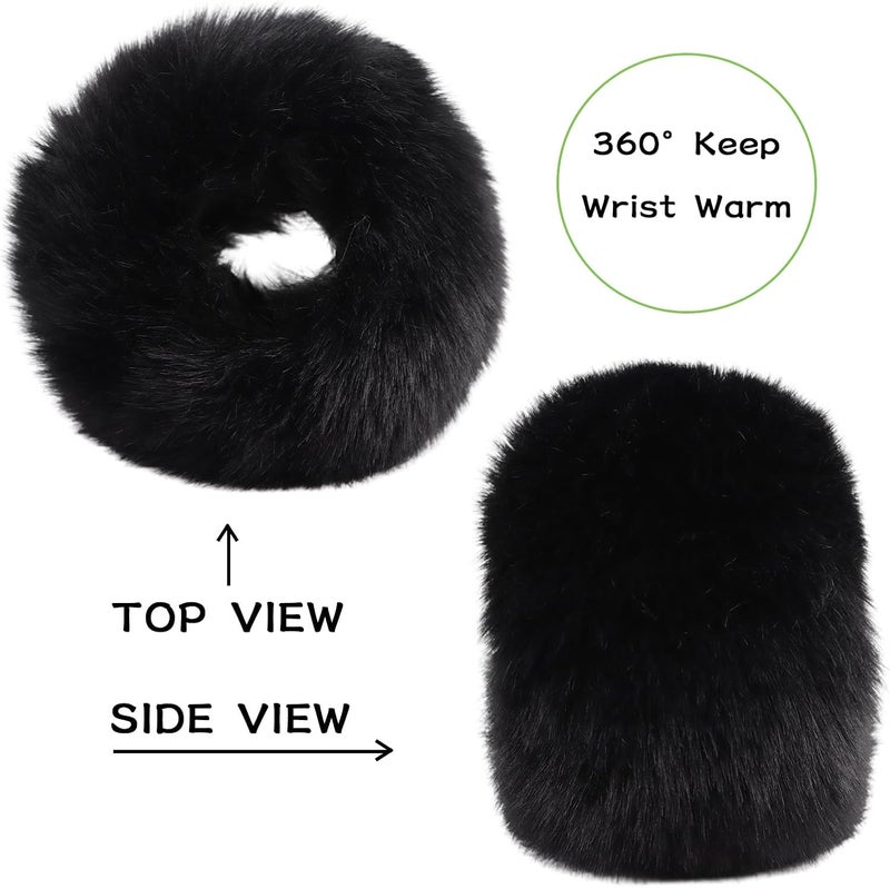 Peecabe Winter Women Fuzzy Arm Warmers Girls Faux Fur Short Wrist Cuffs Fluffy Soft Wrist Cover Ankle Warmer - Image 5